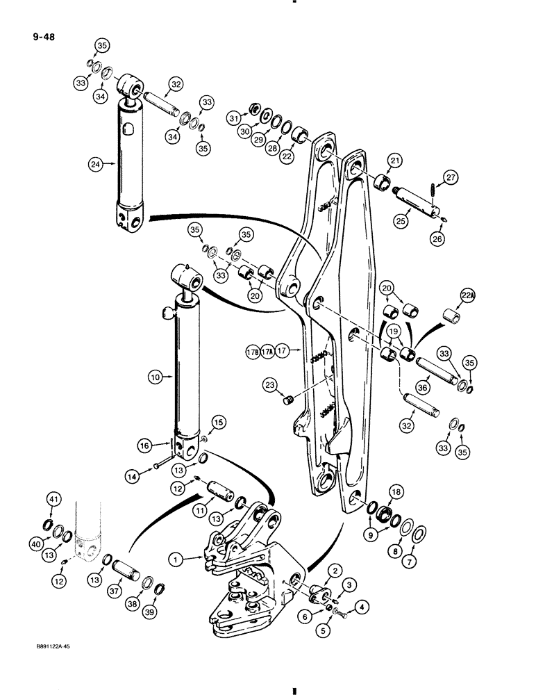 Схема запчастей Case 580K - (9-048) - BACKHOE SWING TOWER AND BOOM (09) - CHASSIS/ATTACHMENTS