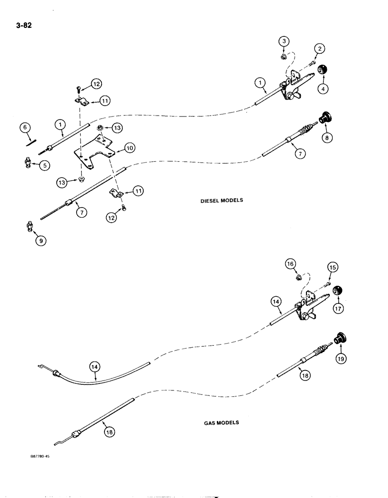 Схема запчастей Case 1818 - (3-082) - ENGINE CONTROLS (03) - FUEL SYSTEM