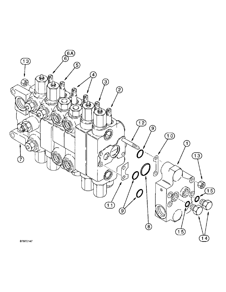 Схема запчастей Case 590L - (8-102) - BACKHOE CONTROL VALVES, MODELS WITHOUT EXTENDABLE DIPPER, NON-PRIORITY SWING (08) - HYDRAULICS