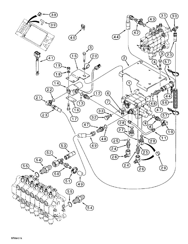 Схема запчастей Case 580L - (8-041A) - BASIC AUXILLARY HYDRAULICS, MODELS WITH OR WITHOUT EXTENDABLE DIPPER TRACTOR (08) - HYDRAULICS