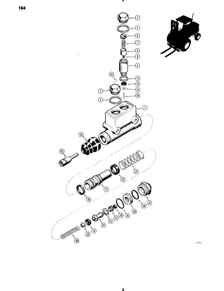 Схема запчастей Case 586C - (164) - BRAKE MASTER CYLINDER (33) - BRAKES & CONTROLS