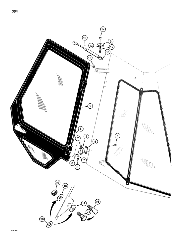 Схема запчастей Case 680H - (364) - CAB DOOR MOUNTING (09) - CHASSIS/ATTACHMENTS