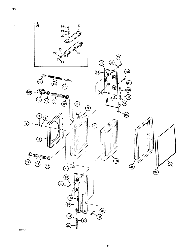 Схема запчастей Case 1080 - (012) - RADIATOR, OIL COOLER, AND HOSES, FOR DETROIT DIESEL ENGINE (10) - ENGINE