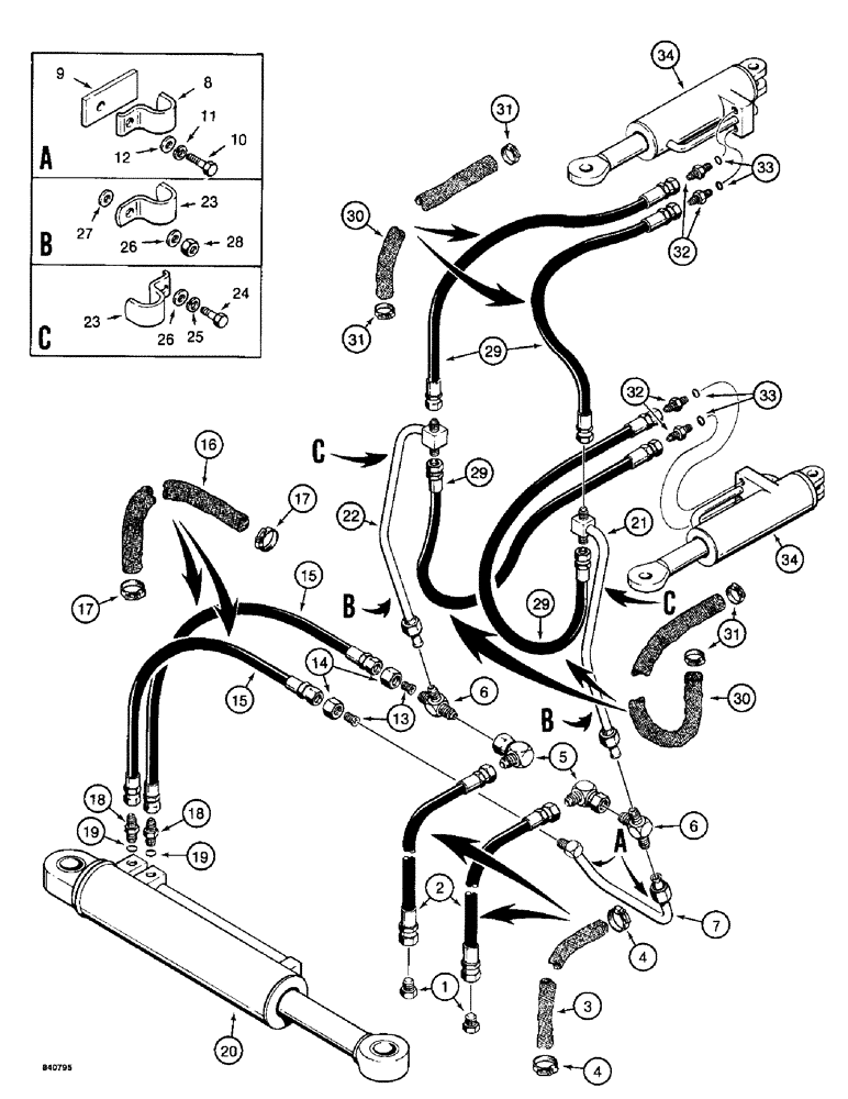 Схема запчастей Case 1187 - (186) - FELLER BUNCHER HYDRAULICS (07) - HYDRAULIC SYSTEM