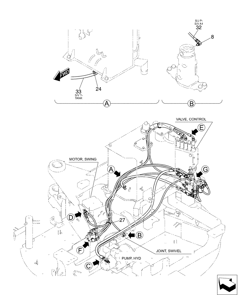 Схема запчастей Case CX50B - (01-051[01]) - CONTROL LINES, VALVE, COOLER (35) - HYDRAULIC SYSTEMS