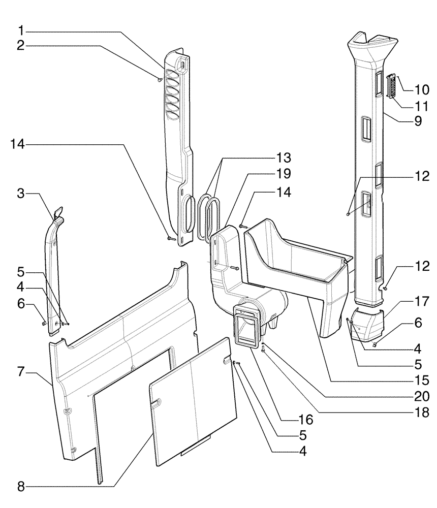 Схема запчастей Case 885B AWD - (09-43[02]) - CAB LOW PROFILE, COVERINGS (09) - CHASSIS/ATTACHMENTS