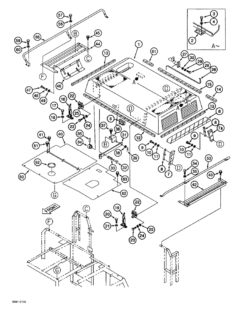 Схема запчастей Case 9045B - (9-016) - UPPER STRUCTURE, HOOD, COVERS AND INSULATION (09) - CHASSIS