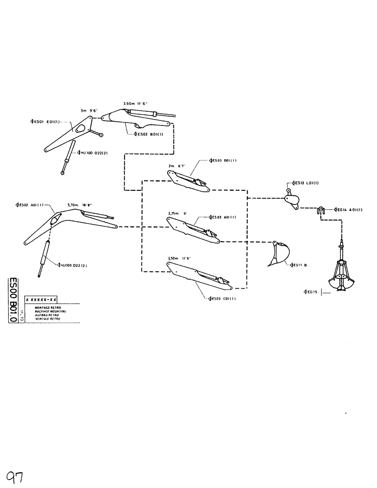 Схема запчастей Case SC150 - (097) - BACKHOE MOUNTING 