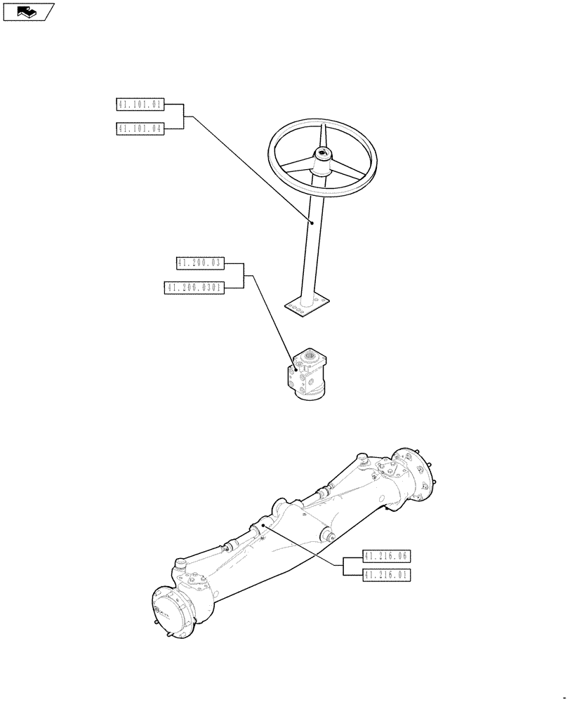 Схема запчастей Case 590SN - (41.000.00[01]) - SECTION INDEX - STEERING (41) - STEERING