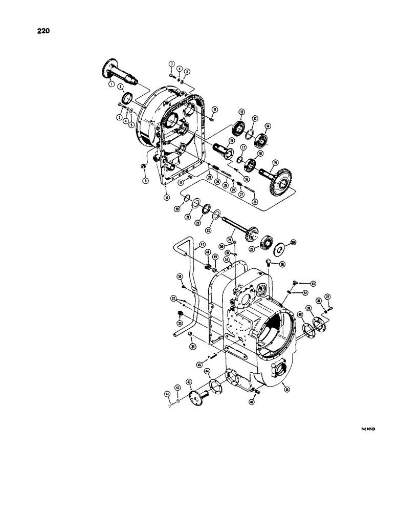 Схема запчастей Case W24C - (220) - TRANSMISSION, TORQUE CONVERTER HOUSING, GEARS, AND TRANSMISSION HOUSING (06) - POWER TRAIN