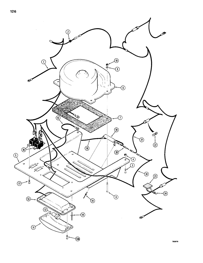 Схема запчастей Case 1150B - (126) - CAB ELECTRICAL SYSTEM (06) - ELECTRICAL SYSTEMS