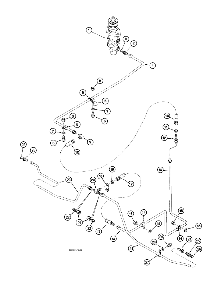 Схема запчастей Case 821B - (7-19A) - MAIN BRAKE HYDRAULIC CIRCUIT, MAIN BRAKE VALVE TO REAR AXLE, P.I.N. JEE0051723 & AFTER (07) - BRAKES
