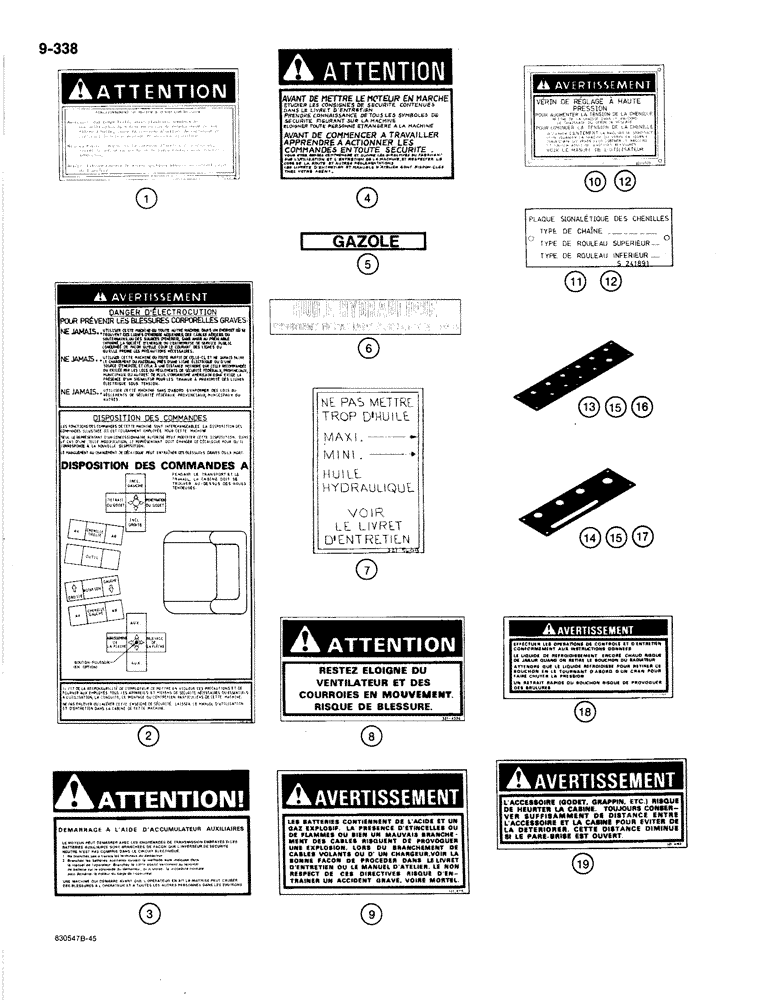 Схема запчастей Case 1080B - (9-338) - DECALS, SPECIAL FRENCH LANGUAGE DECAL (09) - CHASSIS