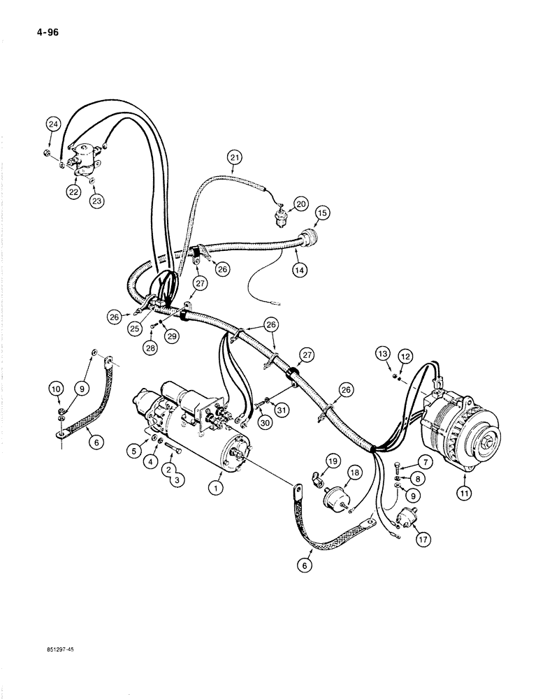Схема запчастей Case 1187B - (4-096) - CASE ENGINE ELECTRICAL SYSTEM, USED ON MODELS PRIOR TO P.I.N 6275525 (04) - ELECTRICAL SYSTEMS