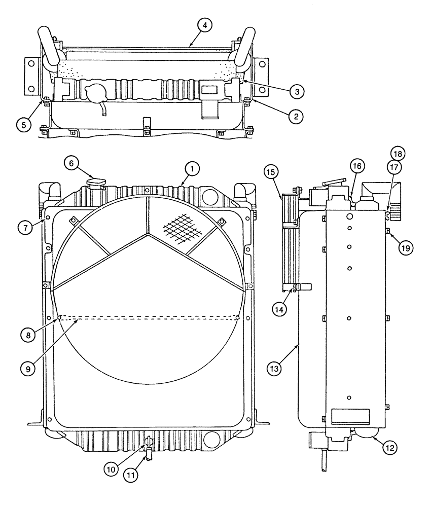 Схема запчастей Case 9020 - (2-10) - RADIATOR ASSEMBLY (02) - ENGINE