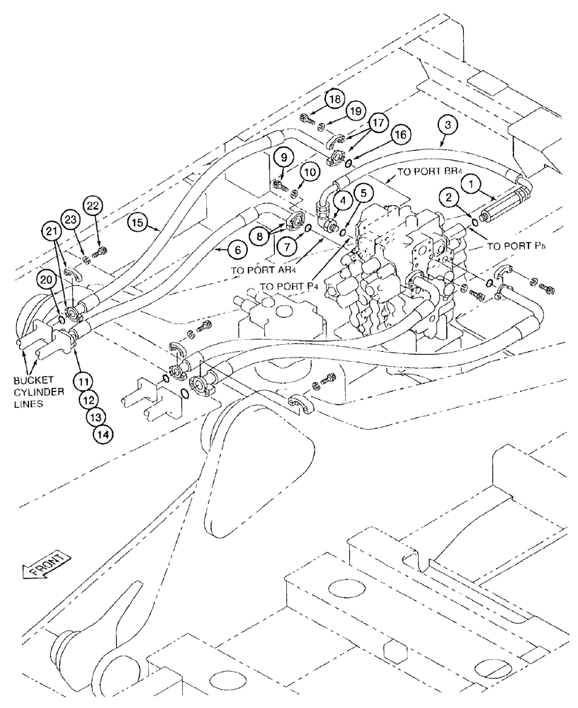 Схема запчастей Case 9050B - (8-072) - BUCKET CYLINDER SUPPLY LINES, P.I.N. EAC0501270 AND AFTER, BUCKET-OPEN LINES, BUCKET-CLOSE LINES (08) - HYDRAULICS