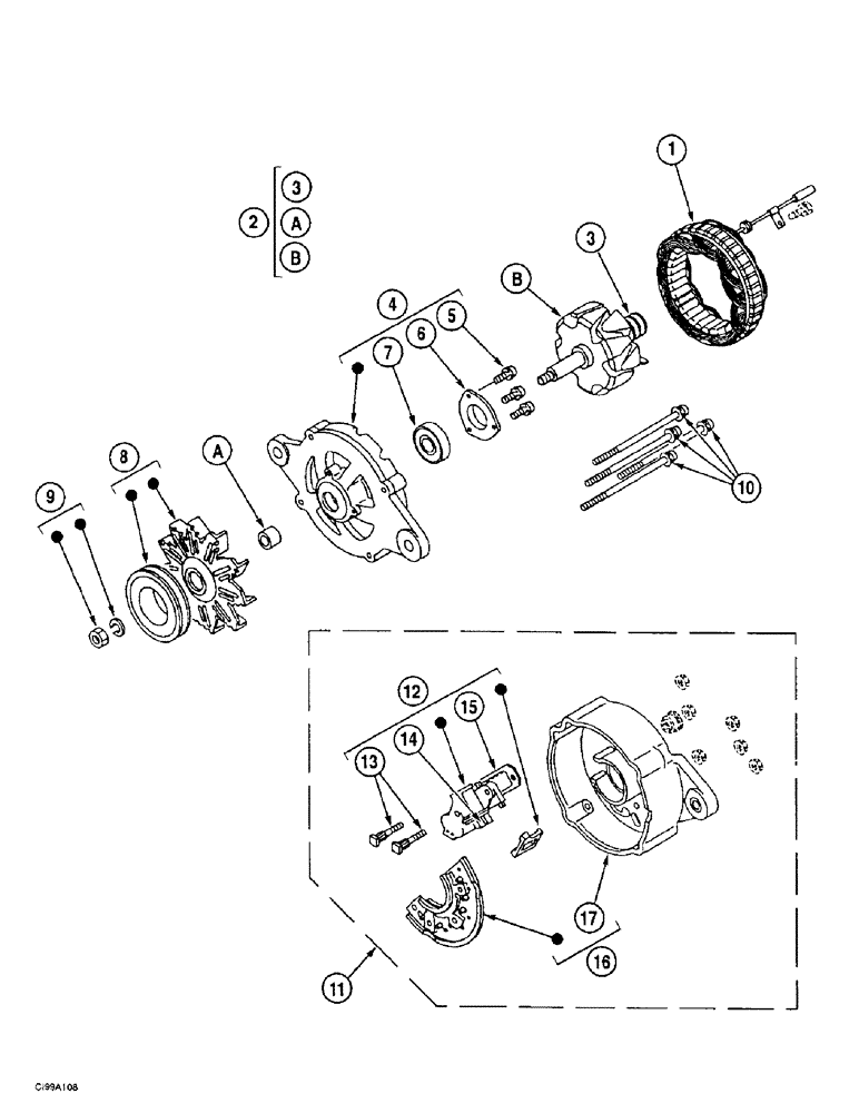 Схема запчастей Case 9007B - (4-04) - ALTERNATOR (04) - ELECTRICAL SYSTEMS
