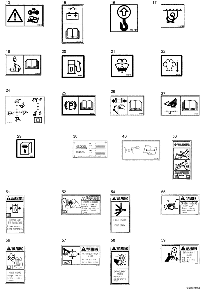 Схема запчастей Case 321D - (91.030[2990425000]) - DECAL KIT CANOPY 1 OF 2 (90) - PLATFORM, CAB, BODYWORK AND DECALS