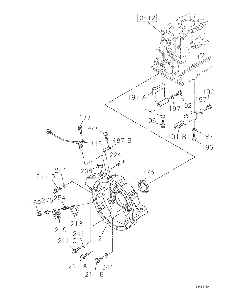 Схема запчастей Case CX700 - (02-020-02[01]) - ENGINE FLYWHEEL HOUSING (02) - ENGINE