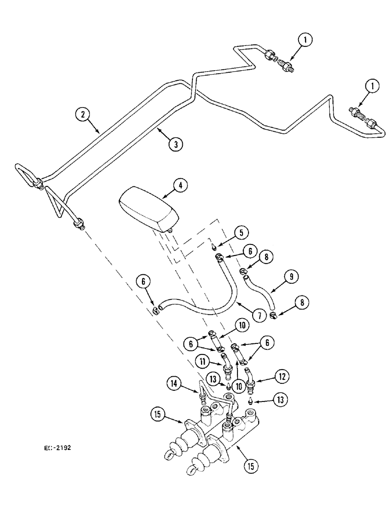 Схема запчастей Case 380B - (7-224) - BRAKE CYLINDER AND CONNECTIONS (07) - BRAKES