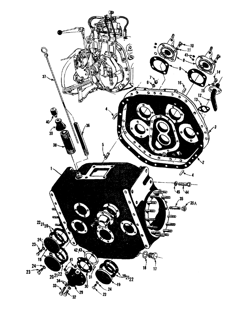 Схема запчастей Case 750 - (054) - TRANSMISSION HOUSING, GASKETS & COVERS (03) - TRANSMISSION