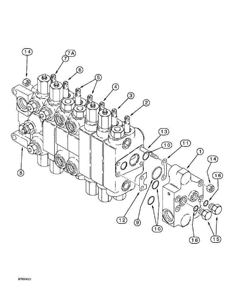 Схема запчастей Case 590L - (8-106) - BACKHOE CNTRL. VALVES,MODELS W/ EXTENDABLE DIPPER OR AUX HYD,TRAC. P.I.N. JJG0209066 THRU JJG0209873 (08) - HYDRAULICS
