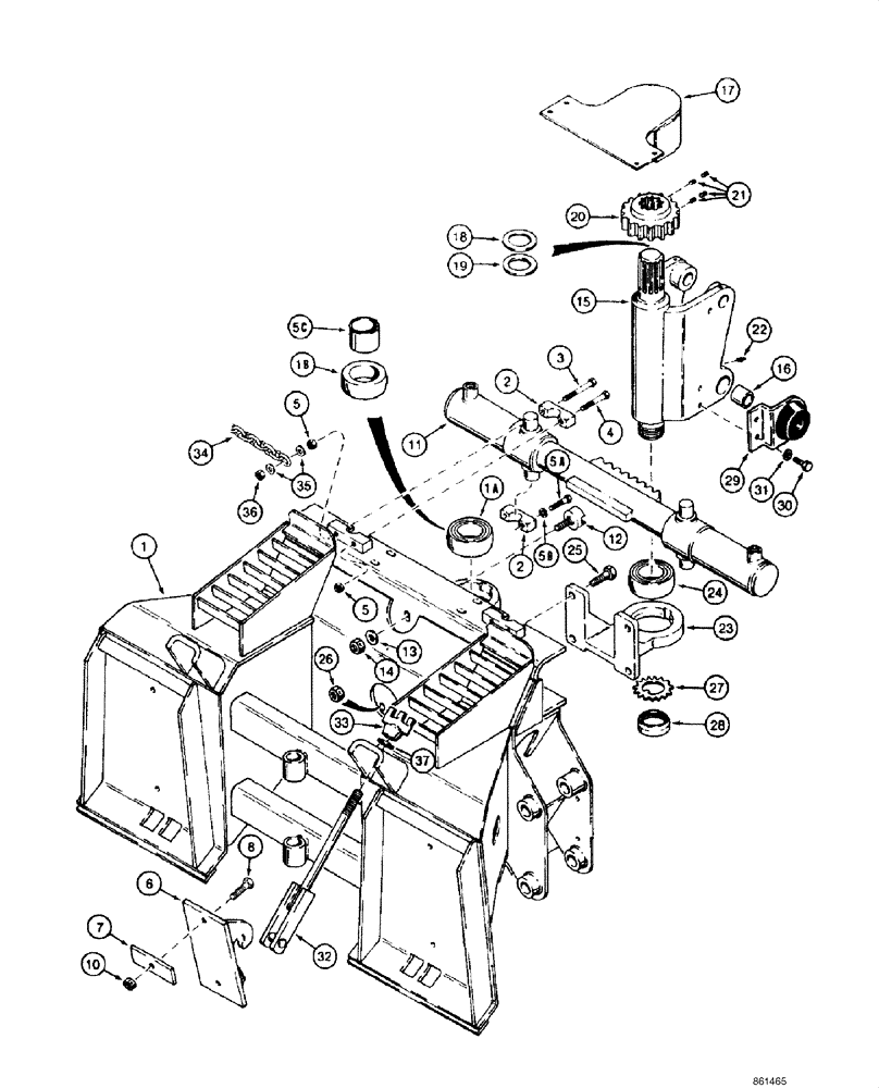Схема запчастей Case 1845C - (09-68) - BACKHOE FRAME - SWING TOWER, D100XR (NORTH AMERICA), WITH CESSNA VALVE (09) - CHASSIS/ATTACHMENTS