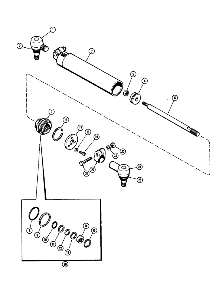 Схема запчастей Case 580 - (131A) - A37859 STEERING CYLINDER, HYDROSTATIC STEERING (41) - STEERING