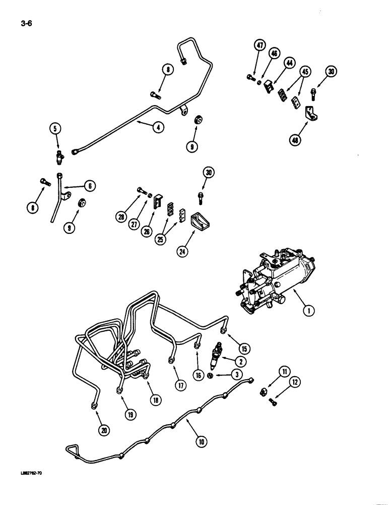 Схема запчастей Case 680L - (3-06) - FUEL INJECTION SYSTEM, 6-590 ENGINE, 6T-590 ENGINE (03) - FUEL SYSTEM