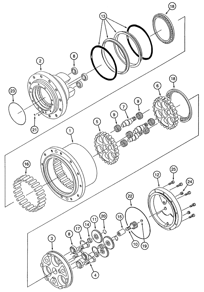 Схема запчастей Case CX135SR - (06-02A) - FINAL DRIVE - GEAR ASSY, REDUCTION (06) - POWER TRAIN