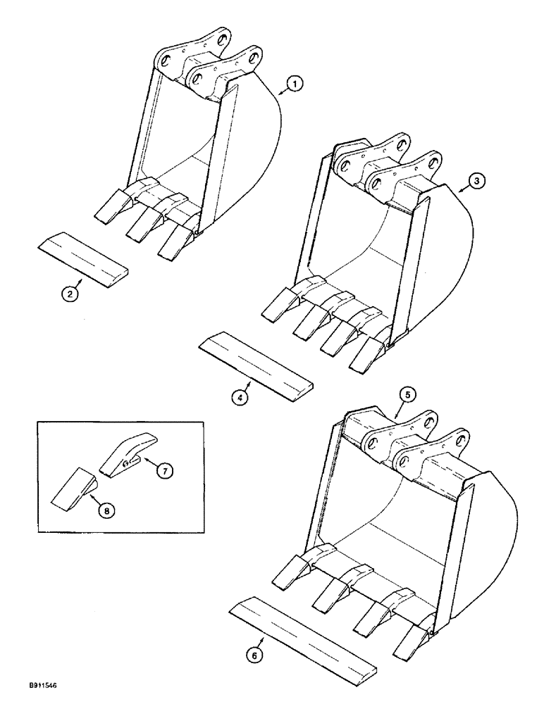 Схема запчастей Case 560 - (9-050) - BACKHOE BUCKETS, D125 BACKHOE (09) - CHASSIS/ATTACHMENTS