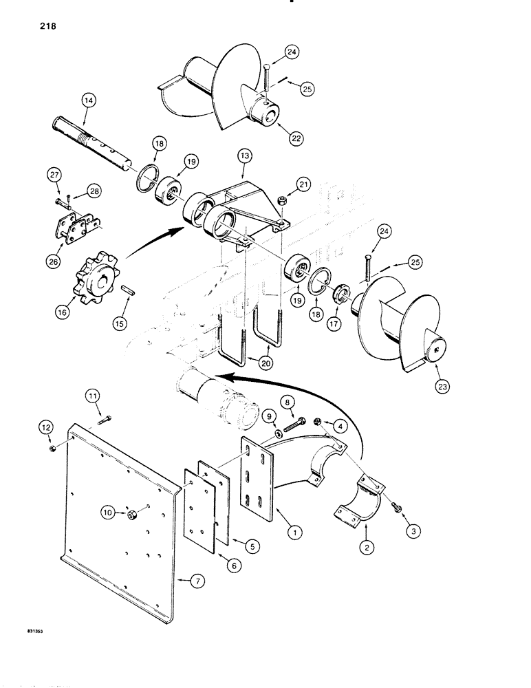 Схема запчастей Case P60 - (218) - OFFSET TRENCHER, EXTENSION MOUNTING AND DIRT AUGER MOUNTING, EXTENSION MOUNTING (89) - TOOLS