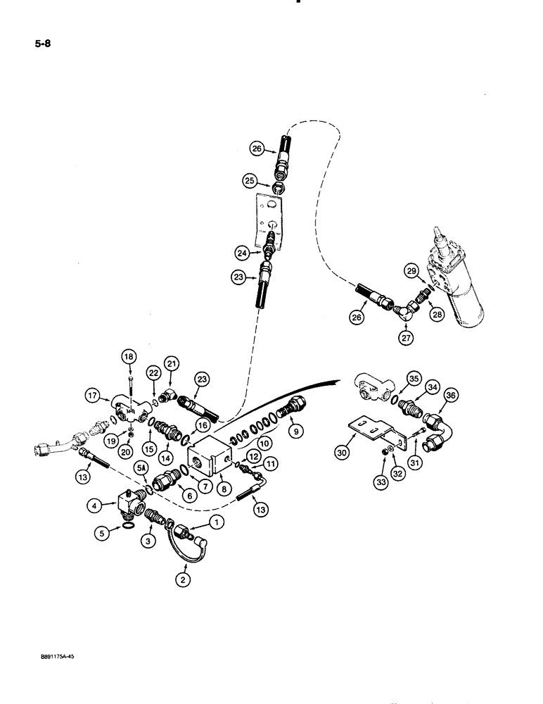 Схема запчастей Case 621 - (5-08) - STEERING HYDRAULIC CIRCUIT, PUMP TO CONTROL VALVE, PRIOR TO P.I.N. JAK0020901 (05) - STEERING