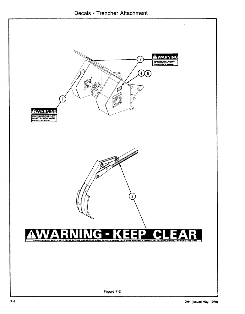 Схема запчастей Case DH4 - (7-04) - DECALS - TRENCHER ATTACHMENT (90) - PLATFORM, CAB, BODYWORK AND DECALS