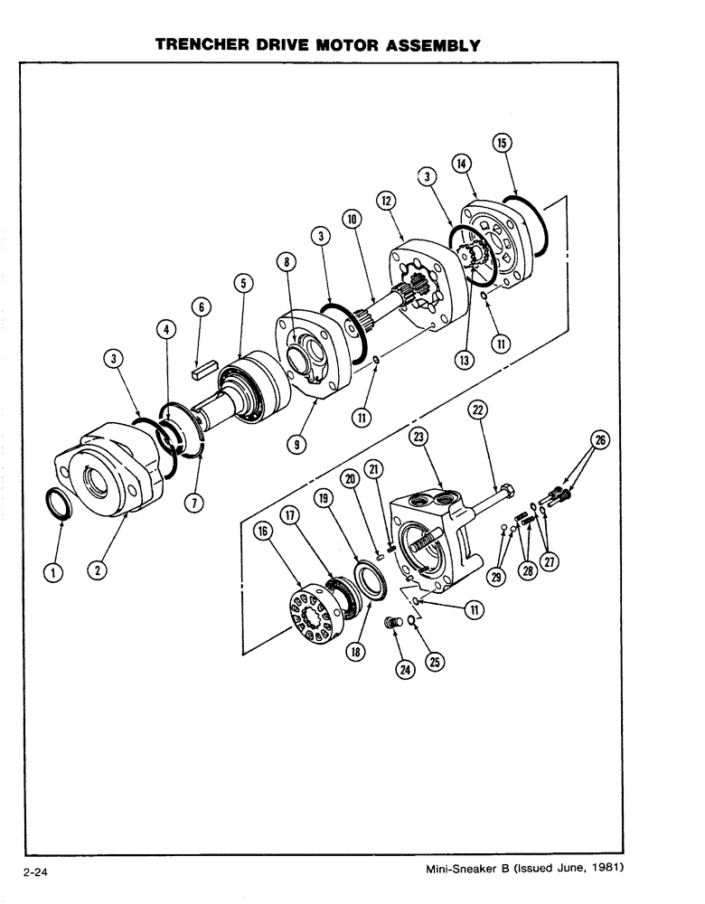 Схема запчастей Case CASE - (2-24) - TRENCHER DRIVE MOTOR ASSEMBLY (08) - HYDRAULICS