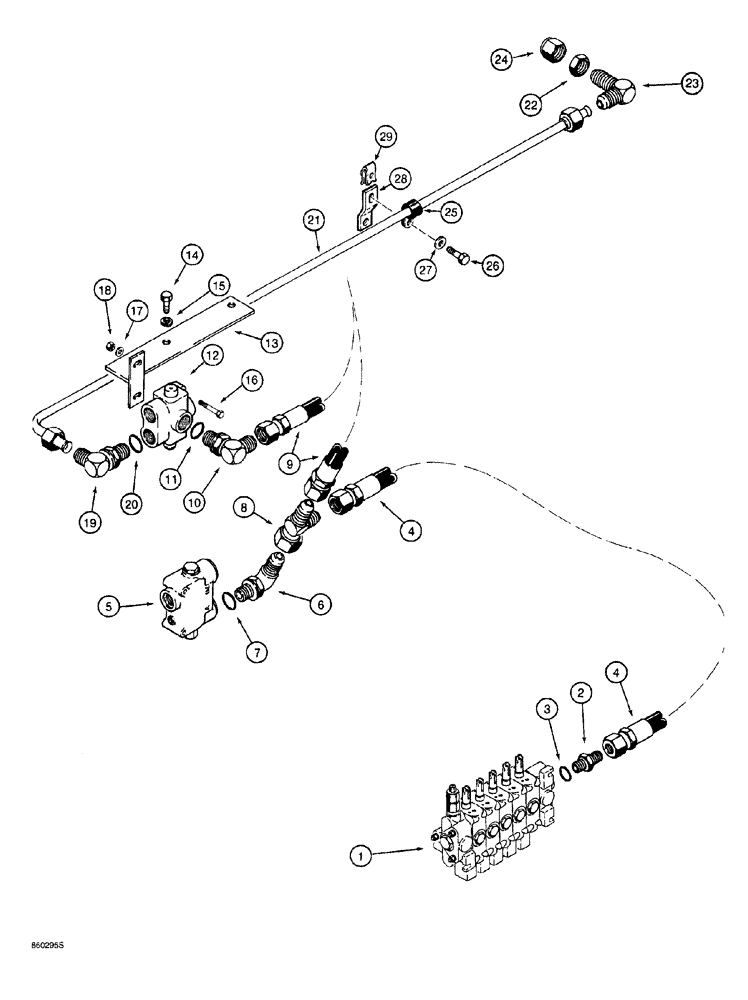 Схема запчастей Case 760 - (08-120) - HYDRA-BORER HYDRAULIC CIRCUIT, ATTACHMENT CONTROL VALVE TO SELECTOR VALVE (35) - HYDRAULIC SYSTEMS