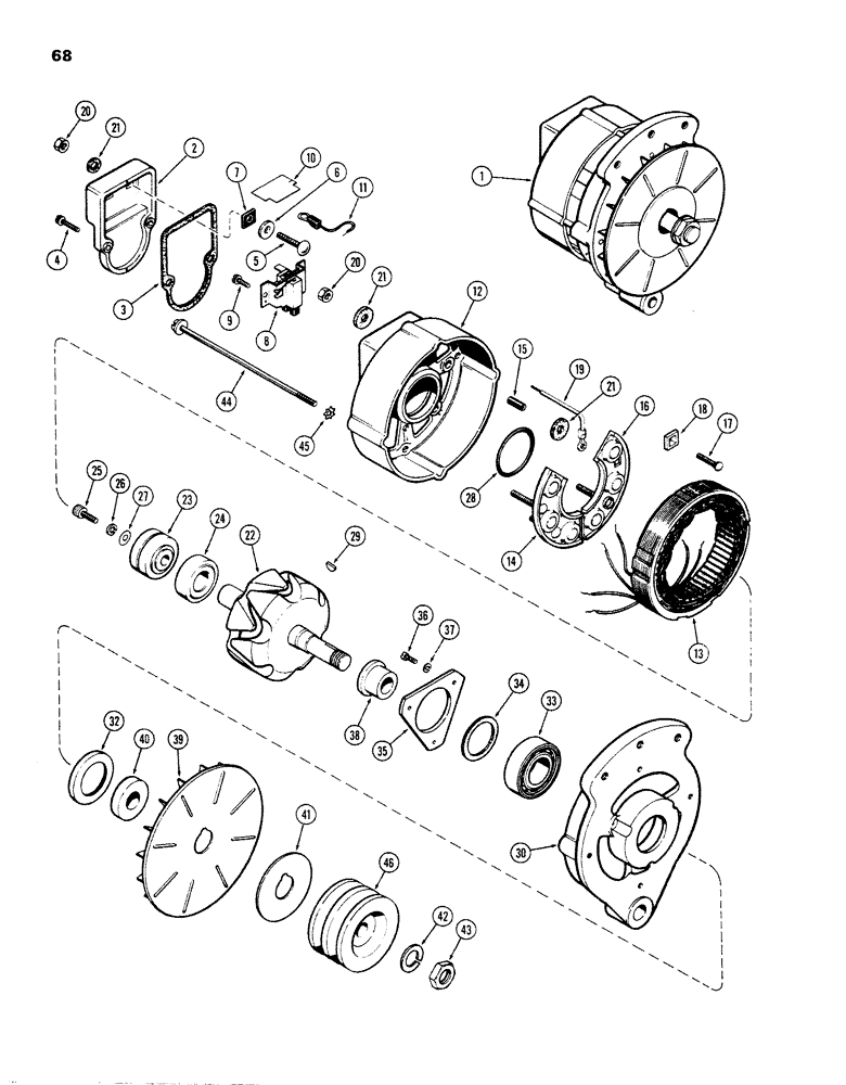 Схема запчастей Case W26B - (068) - A41360 ALTERNATOR, (504BDT) DIESEL ENGINE (04) - ELECTRICAL SYSTEMS