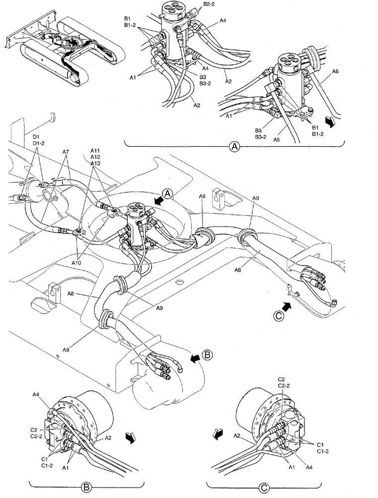 Схема запчастей Case CX27B PV13 - (02-010) - HYD LINES, LOW (04) - UNDERCARRIAGE