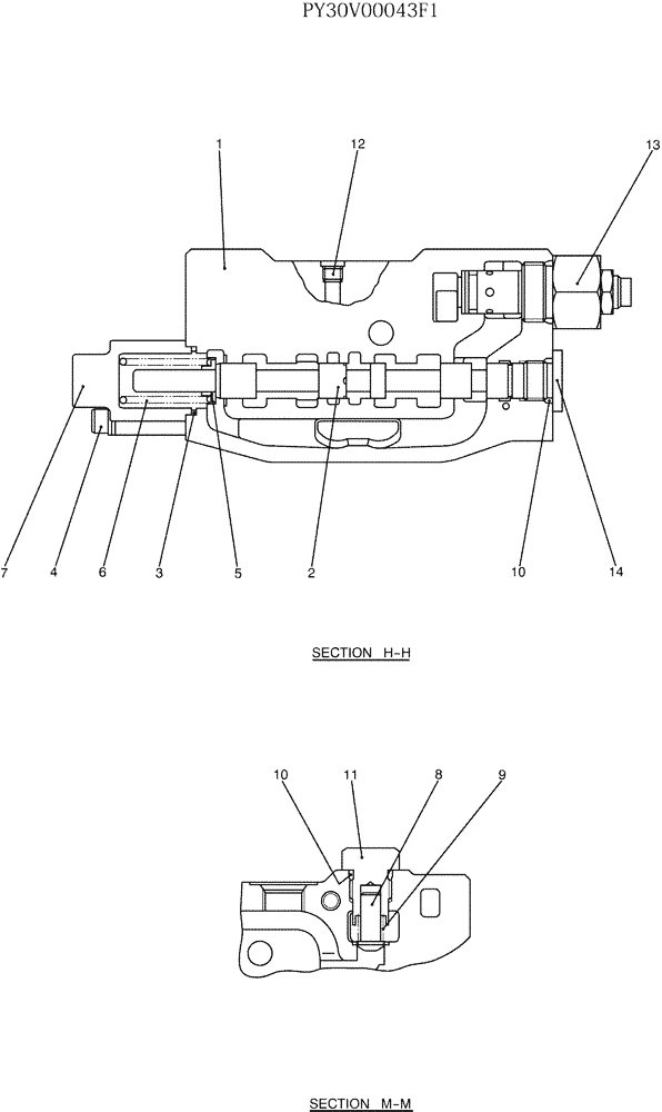 Схема запчастей Case CX50B - (07-009) - VALVE ASSY, CONTROL, P/N PY30V00043F1 (35) - HYDRAULIC SYSTEMS