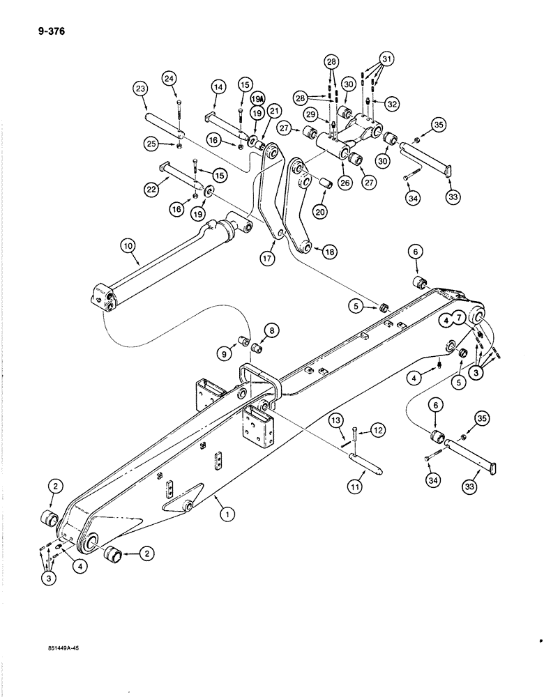 Схема запчастей Case 1187B - (9-376) - ARM, LINKS AND MOUNTING PINS (09) - CHASSIS