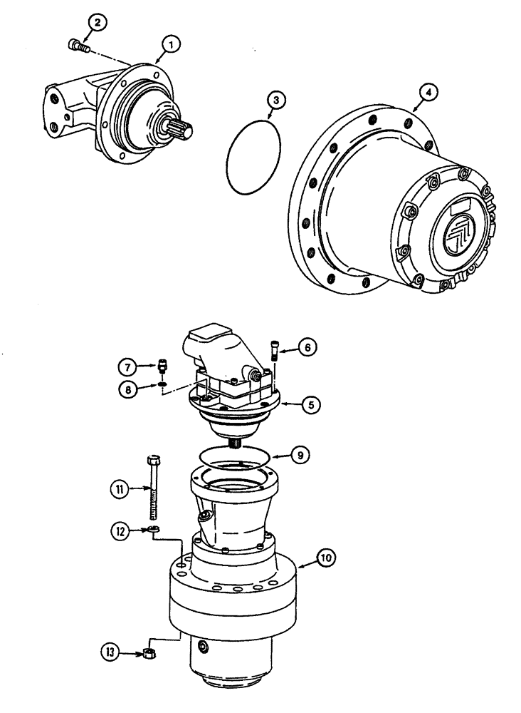Схема запчастей Case 688 - (6-02) - HYDRAULIC MOTOR TO FINAL DRIVE AND SWING TRANSMISSIONS (06) - POWER TRAIN