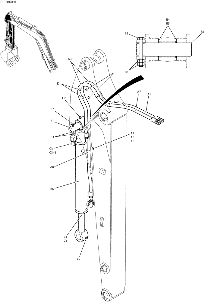 Схема запчастей Case CX50B - (03-007) - HYDR LINES, ARM 1.56M (35) - HYDRAULIC SYSTEMS