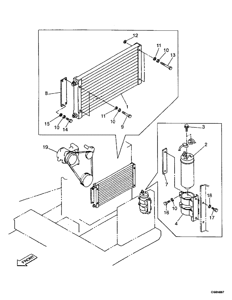 Схема запчастей Case 9007B - (9-48) - AIR CONDITIONING - CONDENSER (09) - CHASSIS