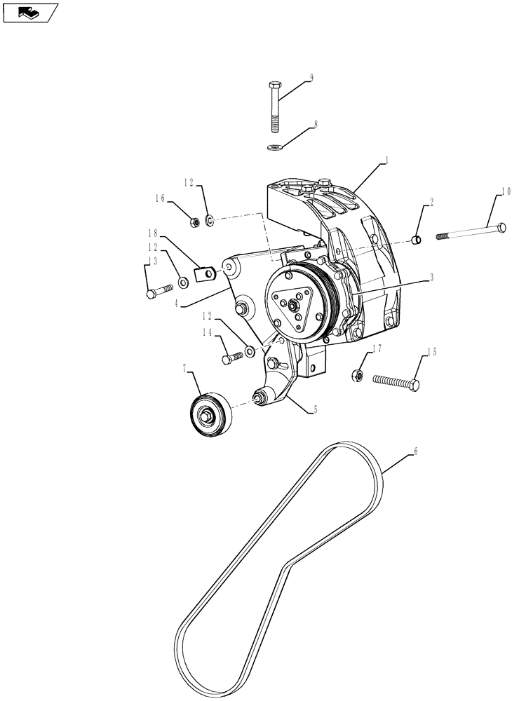 Схема запчастей Case 580SN WT - (50.200.08[02]) - CAB - AIR CONDITIONING, COMPRESSOR (580SN, 580SN WT, 590SN) (50) - CAB CLIMATE CONTROL