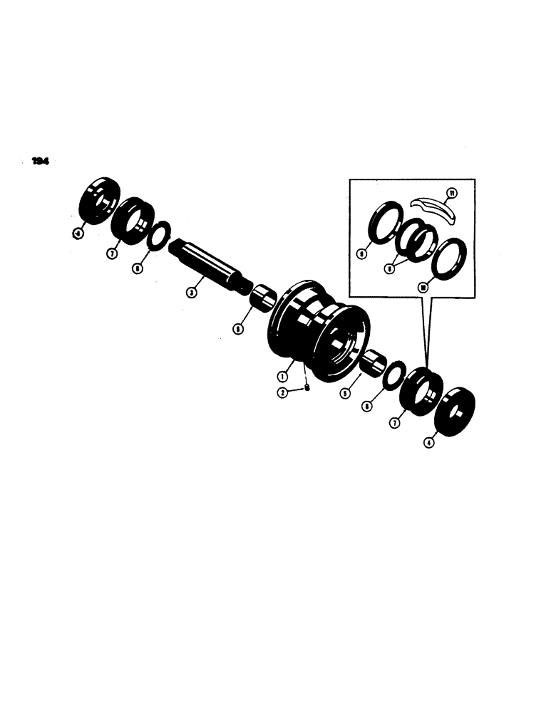 Схема запчастей Case 450 - (194) - D35350 TRACK ROLLER, USED BEFORE TRACTOR SERIAL NO. 3040800, (04) - UNDERCARRIAGE
