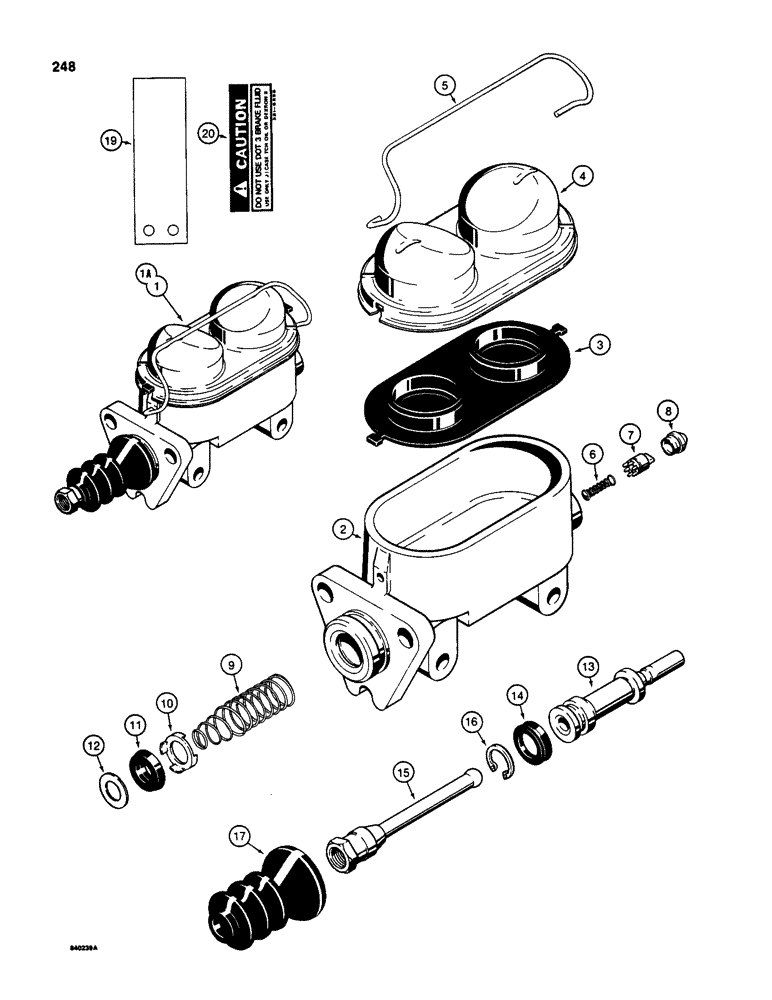 Схема запчастей Case 580D - (248) - D120090 AND D126695 BRAKE MASTER CYLINDERS (07) - BRAKES