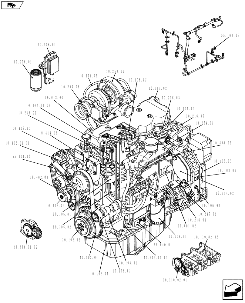 Схема запчастей Case F4HE9484C J100 - (10.000.01[01]) - ENGINE (87329242) (10) - ENGINE