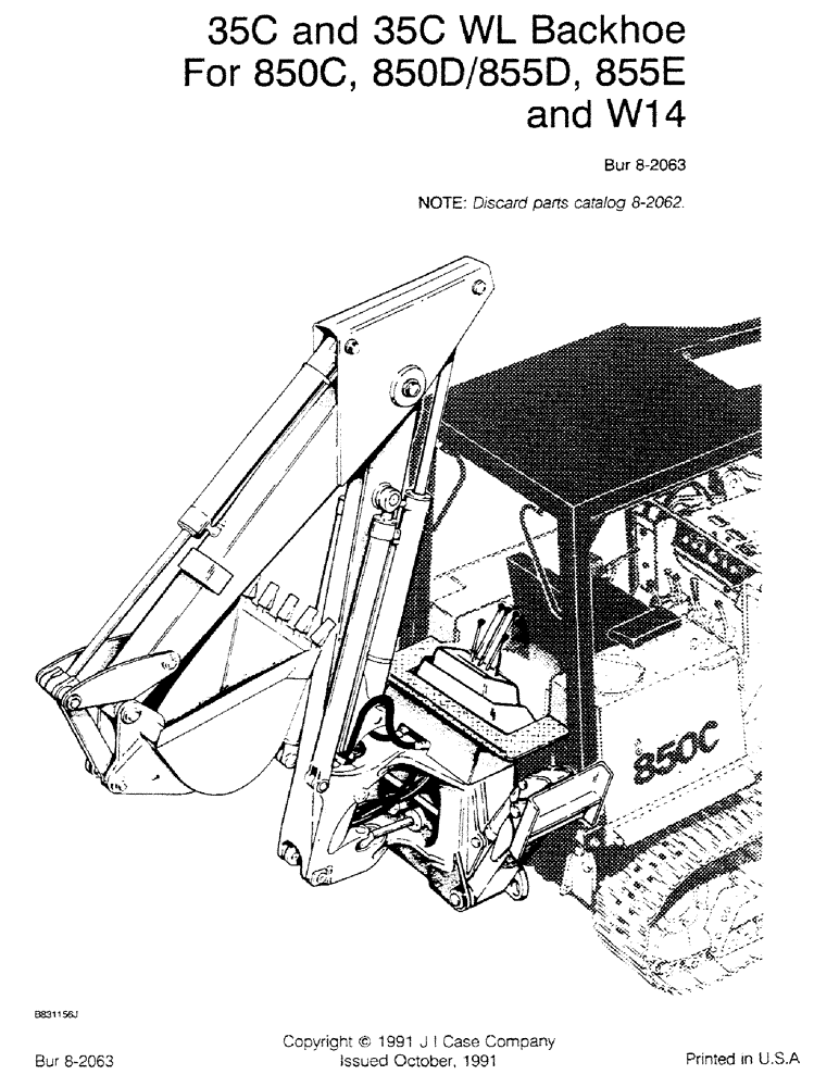Схема запчастей Case 35C WL - (1-1) - 35C AND 35C WL BACKHOE FOR 850C, 850D/855D, 855E AND W14 (00) - PICTORIAL INDEX