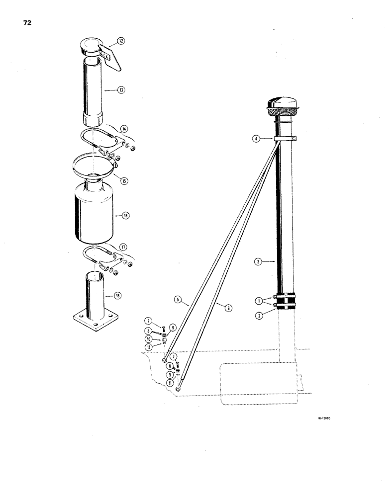 Схема запчастей Case 850 - (072) - AIR INLET EXTENSIONS (01) - ENGINE