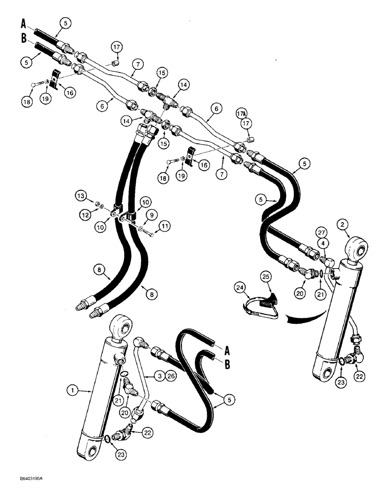 Схема запчастей Case 480F LL - (8-016) - LOADER CLAM CYLINDER HYDRAULIC CIRCUIT (08) - HYDRAULICS